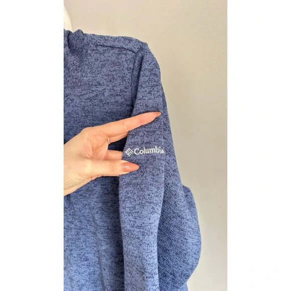 Columbia Darling Days Women's Blue Heathered Fleece Hoodie Pullover Snap Neck L - Picture 4 of 7